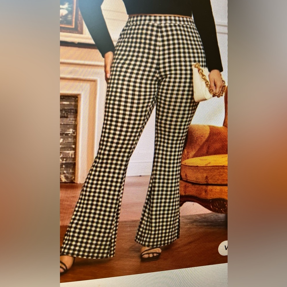 Pull on checked pants